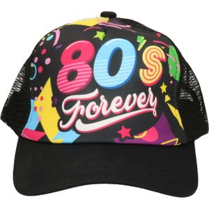Foute 80s/90s print party pet - zwart - jaren 80/90 verkleed accessoires - volwassenen onze size