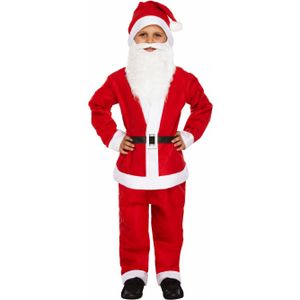 Kerstman kostuum met kerstmuts en baard-kinderen -maat 7-9  jaar -kerstmannenpak