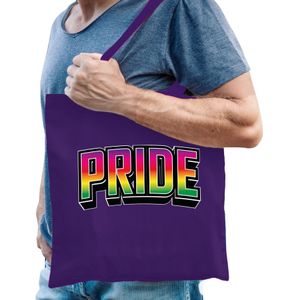 Gay Pride tas voor heren - paars - katoen - 42 x 38 cm - regenboog - LHBTI