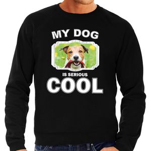 Jack russel honden sweater / trui my dog is serious cool zwart voor heren