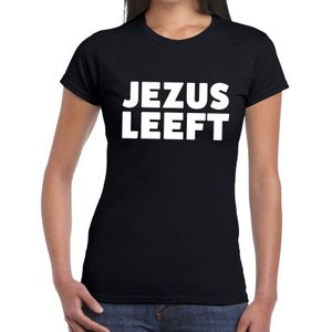 Jezus leeft tekst t-shirt zwart dames