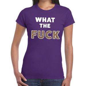 What the Fuck tijger print tekst t-shirt paars dames