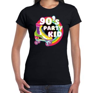 Nineties party verkleed t-shirt dames - jaren 90 feest outfit - 90s party kid - zwart
