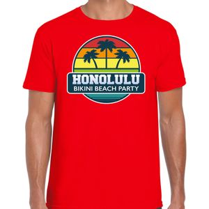 Honolulu zomer t-shirt / shirt Honolulu bikini beach party rood voor heren