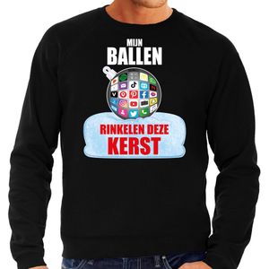 Rinkelende Kerstbal sweater / Kersttrui mijn ballen rinkelen zwart voor heren