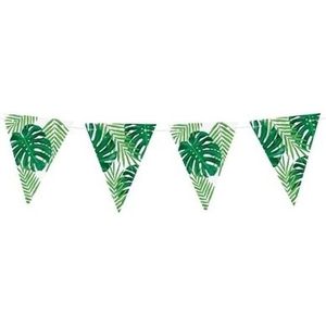 Groene DIY jungle/Hawaii thema feest vlaggenlijn 1,5 meter