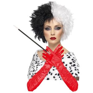 Cruel lady verkleed accessoire set - 3-delig - dalmatier schurk - Pruik en accessoires