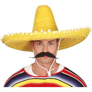 Mexicaanse Sombrero hoed voor heren - carnaval/verkleed accessoires - geel - met ornamenten