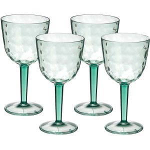 Wijnglas Gloria - 4x - transparant groen - onbreekbaar kunststof - 450 ml