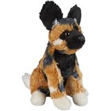 Pluche Knuffel Dieren Afrikaanse Wilde Hond 18 cm - Speelgoed Wilde Dieren Knuffelbeesten