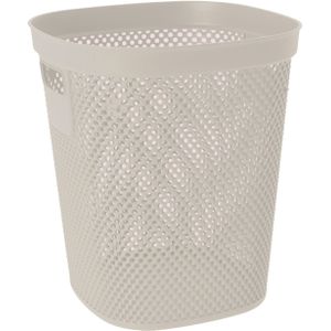 Afvalbak/vuilnisbak/kantoor prullenbak - kunststof met open structuur - creme wit - 12 liter