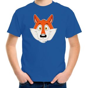 Cartoon vos t-shirt blauw voor jongens en meisjes - Cartoon dieren t-shirts kinderen