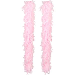Carnaval verkleed boa met veren - 2x - lichtroze - 180 cm - 50 gram - Glitter and Glamour