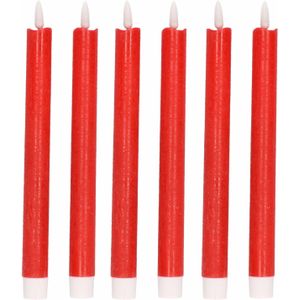 6x Rode Led kaarsen/dinerkaarsen 25,5 cm - Kerst diner tafeldecoratie - Led kaarsen
