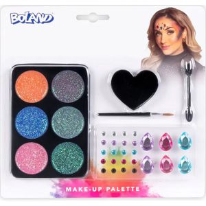 Schminkset Glamour - glitter gekleurd - make-up palette - carnaval/kinderfeestje