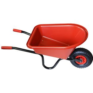Kunststof/metalen speelgoed kruiwagen rood 60 cm voor kinderen