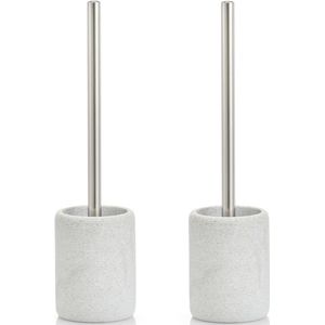 Set van 2x stuks wc/toiletborstels met grijze houder 36 cm - Badkamer/toilet accessoires/benodigdheden