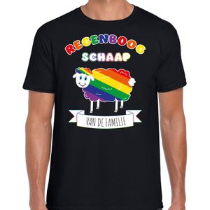 Gay Pride T-shirt voor heren - regenboog schaap - zwart - LHBTI