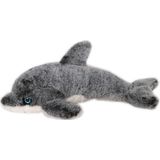 Inware pluche dolfijn knuffeldier - grijs/wit - zwemmend - 34 cm