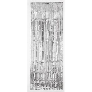 2x stuks folie deurgordijn zilver metallic 243 x 91 cm