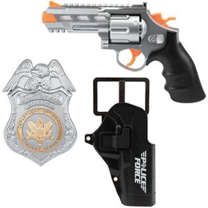 Speelgoed politie pistool met holster en badge - met licht en geluid - inclusief batterijen