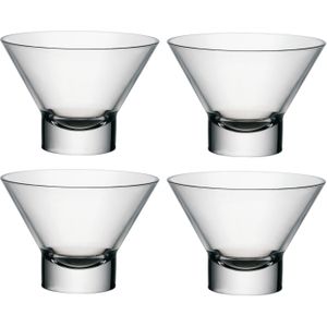 Set van 6x stuks ijs/sorbet coupes op voet van glas 370 ml - Ijscoupe glazen/schaaltjes