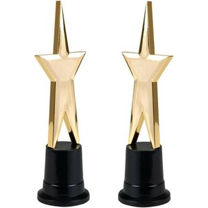 2x stuks star award prijs met gouden ster 22 cm