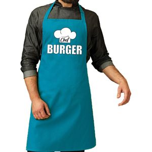 Chef burger schort / keukenschort turquoise heren