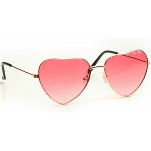 Hippie Flower Power hartjes zonnebril roze - Sixties