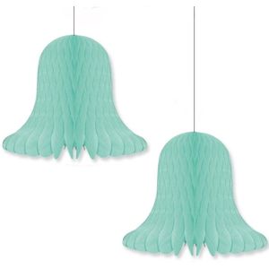 8x Kerstversiering mintgroene kerstklokken lampionnen 20 cm