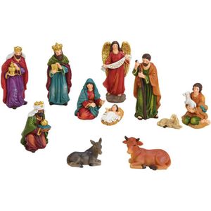 Set van 11x stuks kerststal beelden/kerstbeelden 3 tot 12 cm