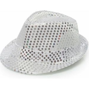 Trilby hoed met pailletten - zilver - glitter