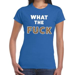 What the Fuck tijger print tekst t-shirt blauw dames
