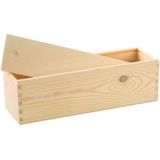 10x Houten wijnkist/verpakking met schuifdeksel 33,5 x 9 x 9,5 c