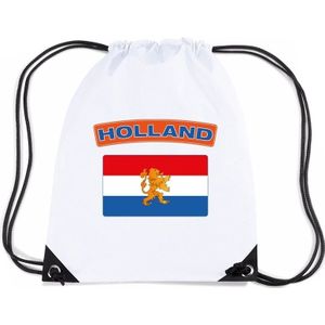 Nederland nylon rugzak wit met Nederlandse vlag