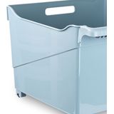 Opslag/opberg trolley container - 2x - ijsblauw - op wieltjes - L39 x B38 x H26 cm - kunststof