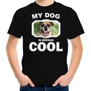 Britse bulldog honden t-shirt my dog is serious cool zwart voor kinderen