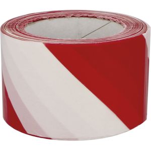 Afzettape - rood/wit - 50 mm x 30 m - pvc - markeertape