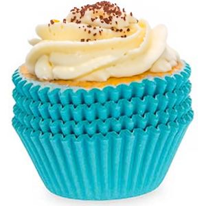 Muffin en cupcakes vormpjes - papier - blauw - set 100x stuks - Dia 11 cm