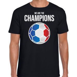 Frankrijk EK/ WK supporter t-shirt we are the champions met Franse voetbal zwart heren