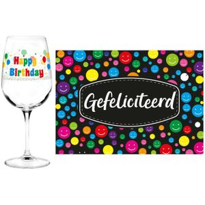 Happy Birthday cadeau glas 18 jaar verjaardag en Gefeliciteerd kaart