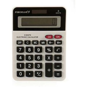 Rekenmachine/calculator - wit - 10 x 14 cm - voor school of kantoor - Solar