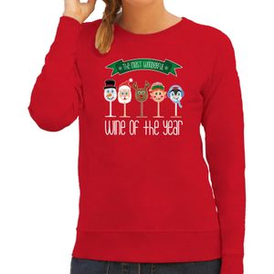 Foute Kersttrui/sweater voor dames - Kerst wijn glazen - rood - drank/wine