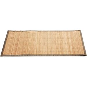 Badkamer vloermat anti-slip lichte bamboe 50 x 80 cm met grijze rand - Douche/bad accessoires
