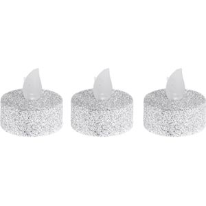 Ambiance Light LED Waxinelichtjes/Theelichtjes - 6x St - Zilver Glitter