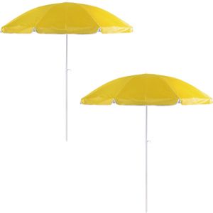 2x Verstelbare Strand/Tuin Parasols Geel 200 cm - Parasols