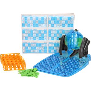 Bingo spel/Bingomolen - blauw/zwart - complete set - nummers 1-90 - 48 kaarten
