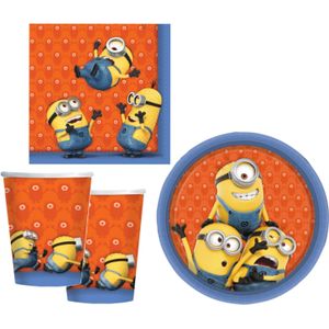 Kinderfeestje Minions thema tafel dekken eetset voor 8x kinderen