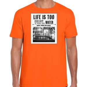 Koningsdag verkleed T-shirt voor heren - vintage poster - oranje - feestkleding