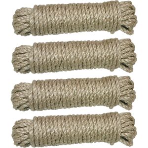 AMIG Touw - 4x - 10 meter - D6mm - sisal - 130kg - natuurlijke vezels - decoraties - tuinieren